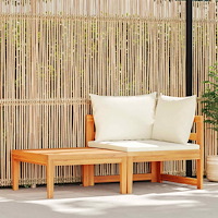 vidaXL Loungegrupp för trädgård gräddvita dynor 2 delar akacia