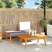 vidaXL Loungegrupp för trädgården med dynor 3 delar massivt akaciaträ