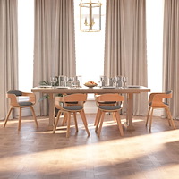 vidaXL Matstolar 6 st ljusgrå böjträ och tyg