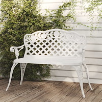 vidaXL Trädgårdsbänk 108 cm gjuten aluminium vit