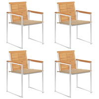 vidaXL Trädgårdsstolar med dynor 4 st massiv teak