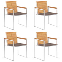 vidaXL Trädgårdsstolar med dynor 4 st massiv teak