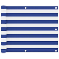 vidaXL Balkongskärm vit och blå 75x600 cm oxfordtyg