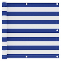 vidaXL Balkongskärm vit och blå 90x300 cm oxfordtyg