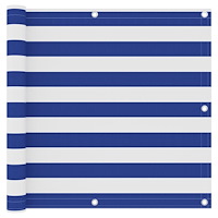 vidaXL Balkongskärm vit och blå 90x600 cm oxfordtyg