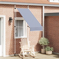 vidaXL Markis manuellt infällbar 100 cm blåa och vita ränder