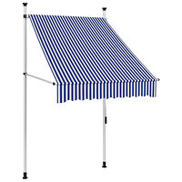 vidaXL Markis manuellt infällbar 100 cm blåa och vita ränder