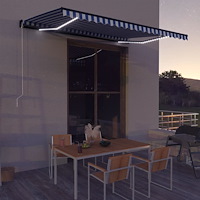 vidaXL Manuell markis med solcellsdriven LED-belysning 5 x 3 m