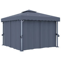 vidaXL Paviljong med draperi 3x3 m antracit aluminium