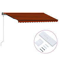 vidaXL Elektrisk Markis 4 x 3 m Orange- och brunrandig (horisontell)