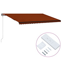 vidaXL Elektrisk Markis 6 x 3 m Orange- och brunrandig (horisontell)