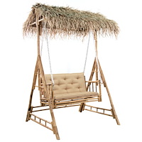 vidaXL 2-sits hammock med palmblad och dynor bambu 202 cm