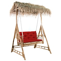 vidaXL 2-sits hammock med palmblad och dynor bambu 202 cm