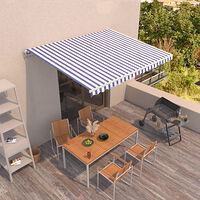 vidaXL Markis manuellt infällbar 400x350 cm blå och vit