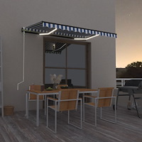 vidaXL Automatisk markis med vindsensor & LED 300x250 cm blå och vit