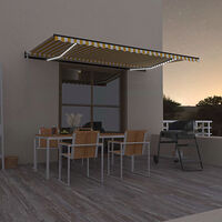 vidaXL Automatisk markis med vindsensor & LED 500x300 cm gul/vit