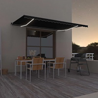 vidaXL Manuell markis med solcellsdriven LED-belysning 5 x 3,5 m