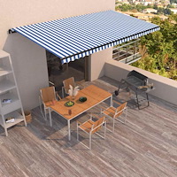 vidaXL Markis manuellt infällbar 600x350 cm blå och vit