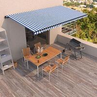 vidaXL Markis manuellt infällbar 600x350 cm blå och vit