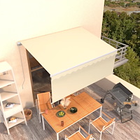 vidaXL Manuell markis med rullgardin 3x2,5m cm gräddvit