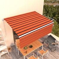 vidaXL Manuell markis med rullgardin 4x3 m orange/brun