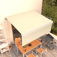 vidaXL Automatisk markis med rullgardin 4x3m gräddvit