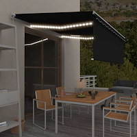 vidaXL Manuell markis med rullgardin och LED 4,5x3m antracit