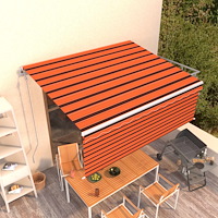 vidaXL Automatisk infällbar markis med rullgardin 4,5x3m orange/brun