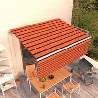 vidaXL Automatisk infällbar markis med rullgardin 4,5x3m orange/brun