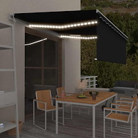 vidaXL Automatisk markis vindsensor rullgardin LED 4,5x3m antracit