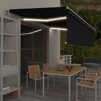 vidaXL Automatiserad markis rullgardin vindsensor LED 5x3m antracit