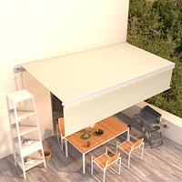 vidaXL Automatiserad markis med rullgardin 6x3m gräddvit