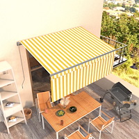 vidaXL Manuell infällbar markis med rullgardin 3x2,5 m gul och vit