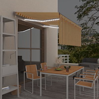 vidaXL Automatiserad markis vindsensor rullgardin LED 3x2,5m gul/vit