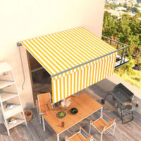 vidaXL Manuell infällbar markis m. rullgardin 3,5x2,5m gul och vit