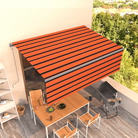 vidaXL Automatisk infällbar markis med rullgardin 4x3 m orange/brun