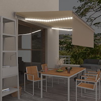 vidaXL Automatisk markis med vindsensor rullgardin LED 4x3 m gräddvit