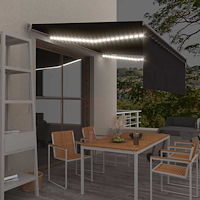 vidaXL Manuell markis med rullgardin och LED 4,5x3m antracit