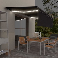 vidaXL Automatiserad markis rullgardin vindsensor LED 5x3m antracit