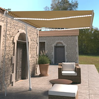 vidaXL Markis manuellt infällbar med LED 300x250 cm gul och vit