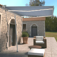 vidaXL Automatisk markis med vindsensor & LED 300x250 cm blå och vit