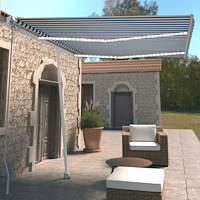 vidaXL Markis manuellt infällbar med LED 350x250 cm blå och vit