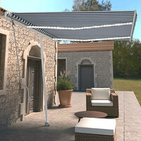 vidaXL Automatisk markis med vindsensor & LED 350x250 cm blå och vit