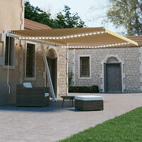 vidaXL Markis manuellt infällbar med LED 400x300 cm gul och vit