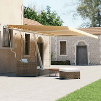 vidaXL Markis manuellt infällbar fristående 500x300 cm gul/vit