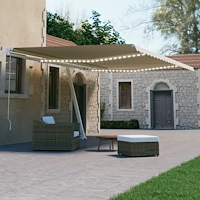 vidaXL Automatisk markis med vindsensor & LED 500x300 cm gräddvit