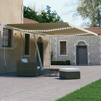 vidaXL Automatisk markis med vindsensor & LED 500x300 cm gräddvit