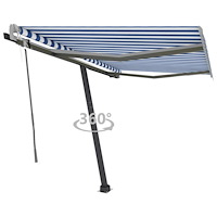 vidaXL Fristående markis automatisk 300x250 cm blå/vit