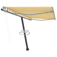 vidaXL Fristående markis automatisk 300x250 cm gul/vit