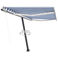 vidaXL Automatisk markis med vindsensor & LED 300x250 cm blå och vit